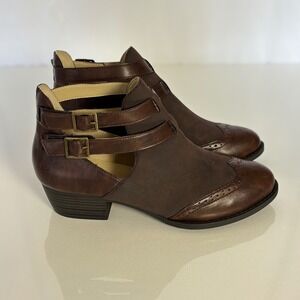 JBU by‎ Jambu Brava Encore Brown Wingtip Cutout Ankle Boots Size 10M